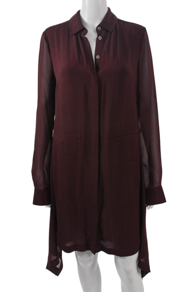 Karen Millen Womens Brown Collared Long Sleeve Shirt Dress Button Size 6