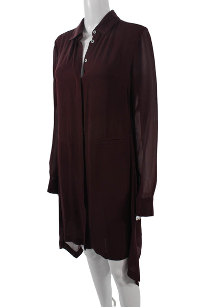 Karen Millen Womens Brown Collared Long Sleeve Shirt Dress Button Size 6