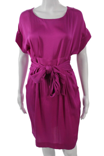 Catherine Carino Womens Blouson Shift Dress Purple Short Sleeve Size 4