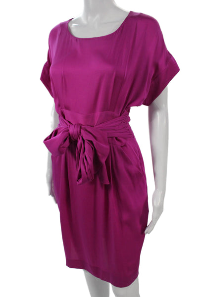 Catherine Carino Womens Blouson Shift Dress Purple Short Sleeve Size 4