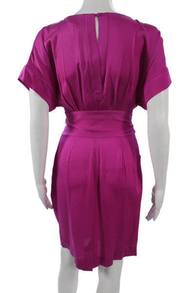 Catherine Carino Womens Blouson Shift Dress Purple Short Sleeve Size 4