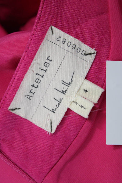 Nicole Miller Women Bodycon Midi Dress Pink Zip Short Sleeve Size 4