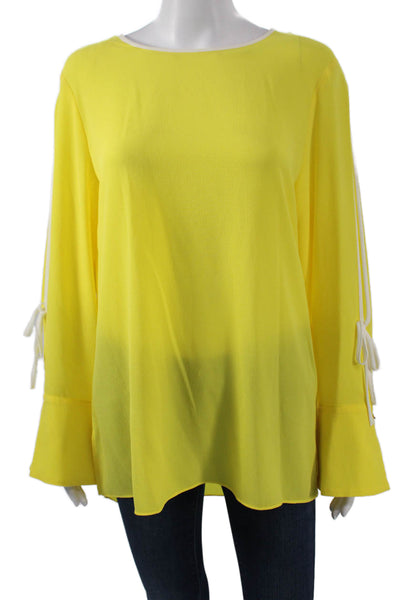 Vince Camuto Womens Yellow Tunic Blouse Long Sleeve Button Size M