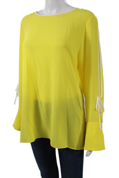 Vince Camuto Womens Yellow Tunic Blouse Long Sleeve Button Size M