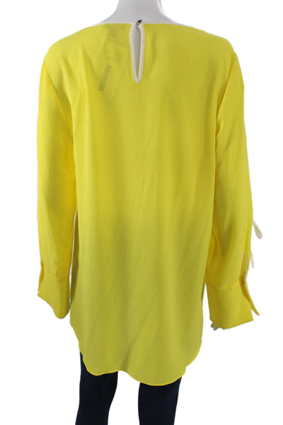 Vince Camuto Womens Yellow Tunic Blouse Long Sleeve Button Size M