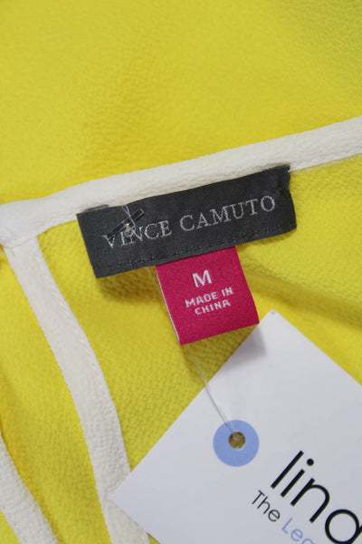 Vince Camuto Womens Yellow Tunic Blouse Long Sleeve Button Size M