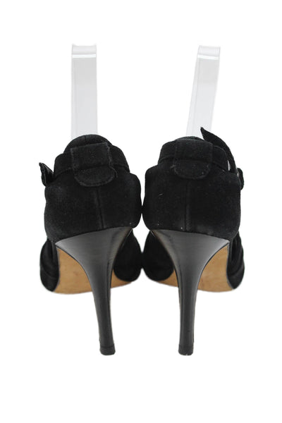 Manolo Blahnik Womens Suede Cut Out Sandal Heels Black Size 36.5 6.5