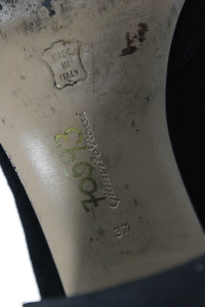 Gianvito Rossi Womens Suede Button Closure Ankle Boots Black Size 37 7