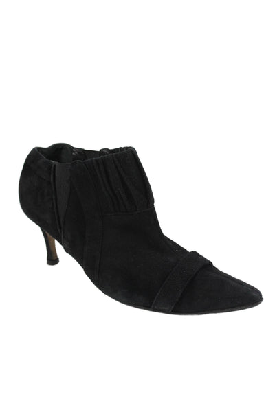 Manolo Blahnik Womens Suede Pointed Toe Ankle Boots Black Size 38.5 8.5