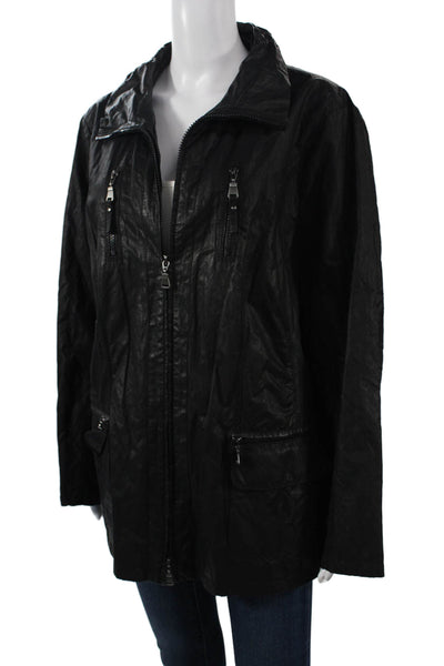Gerry Weber Women Windbreaker Jacket Black Collared Zip Long Sleeve Size 18