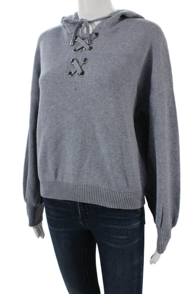 Philosophy By Republic Women Pullover Hoodie Gray Drawstring Size M