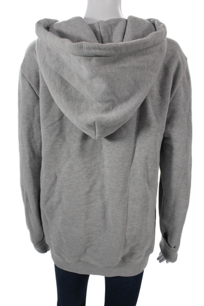 Alanui Womens Pullover Hoodie Gray Striped Cotton Cashmere Size S