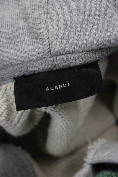 Alanui Womens Pullover Hoodie Gray Striped Cotton Cashmere Size S