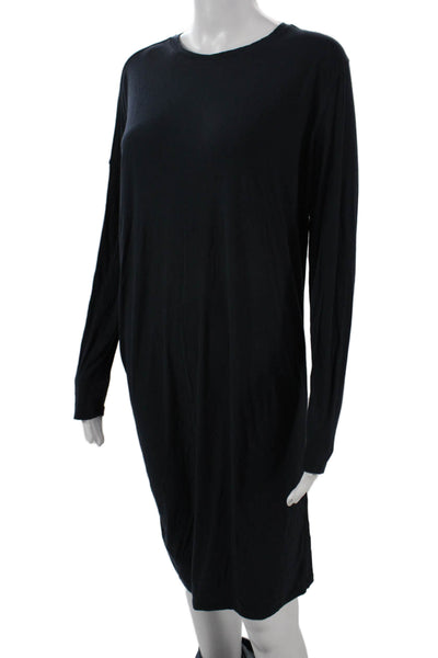 Kit And Ace Womens Black Shift T Shirt Dress Long Sleeve Knee Length Size 8