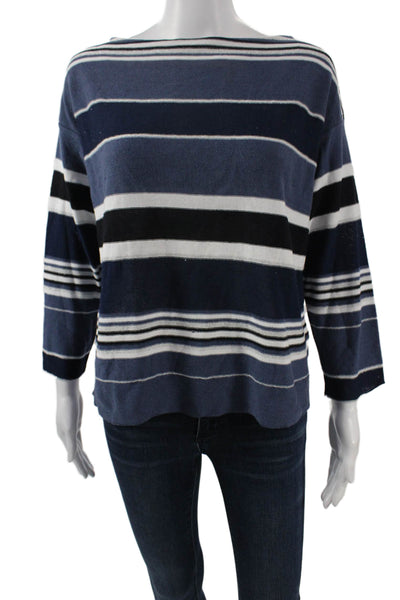 Antonelli Women Basic Striped Black Sweater 3/4 Sleeve Size S