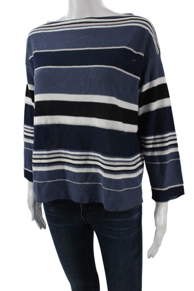 Antonelli Women Basic Striped Black Sweater 3/4 Sleeve Size S