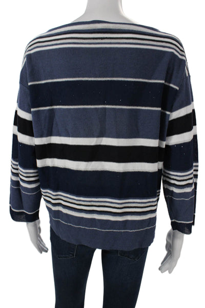 Antonelli Women Basic Striped Black Sweater 3/4 Sleeve Size S