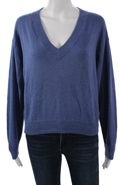 Naked Women Pullover Sweater V-Neck Blue Cotton Cashmere Size XS