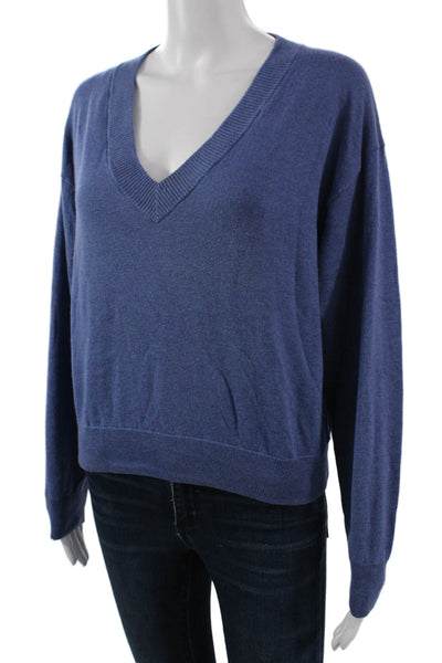 Naked Women Pullover Sweater V-Neck Blue Cotton Cashmere Size XS
