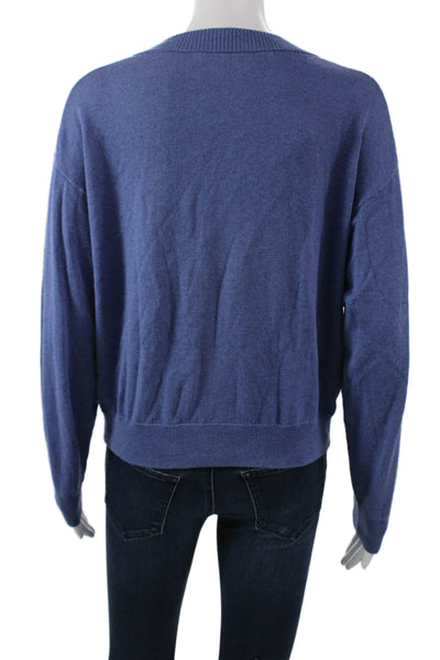 Naked Women Pullover Sweater V-Neck Blue Cotton Cashmere Size XS
