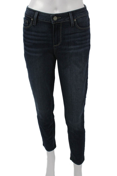 Paige Women Skinny Ankle Jeans Dark Blue Mid-Rise Button Size 29