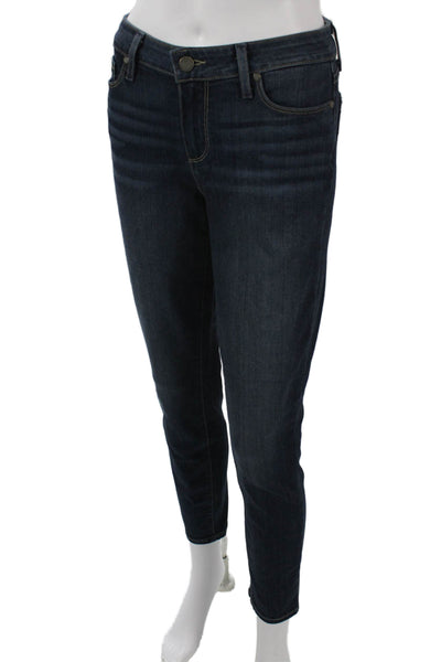 Paige Women Skinny Ankle Jeans Dark Blue Mid-Rise Button Size 29