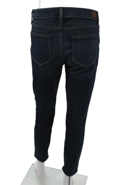 Paige Women Skinny Ankle Jeans Dark Blue Mid-Rise Button Size 29