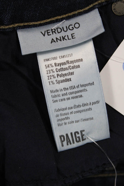 Paige Women Skinny Ankle Jeans Dark Blue Mid-Rise Button Size 29