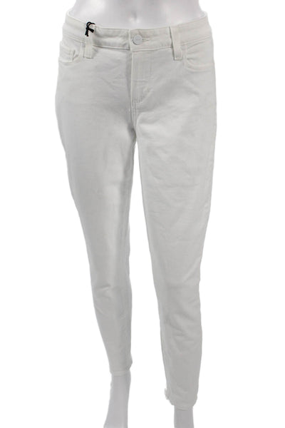 Paige Womens Ankle Skinny Jeans White Mid Rise Button 26in Size 29