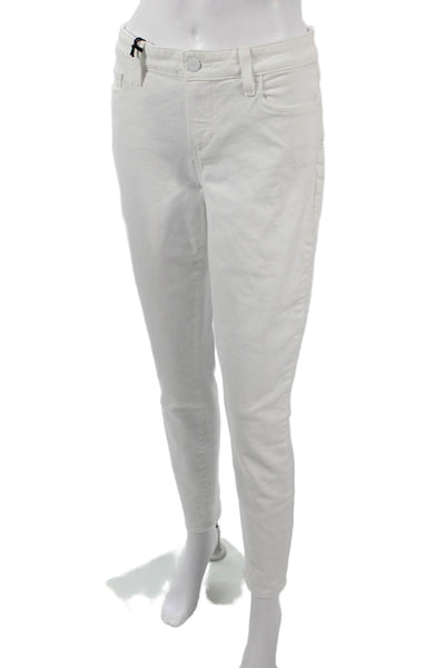 Paige Womens Ankle Skinny Jeans White Mid Rise Button 26in Size 29