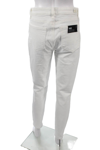 Paige Womens Ankle Skinny Jeans White Mid Rise Button 26in Size 29