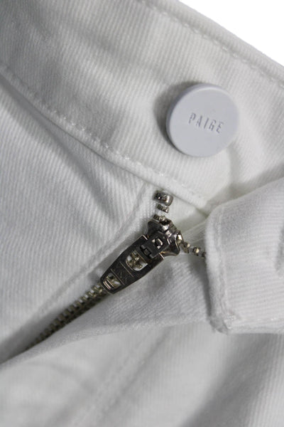 Paige Womens Ankle Skinny Jeans White Mid Rise Button 26in Size 29