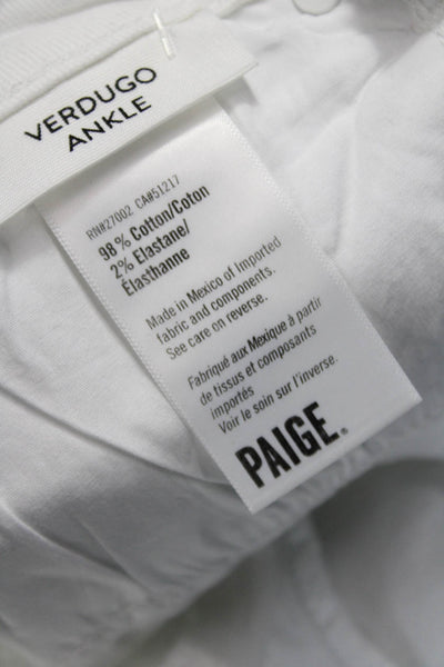Paige Womens Ankle Skinny Jeans White Mid Rise Button 26in Size 29