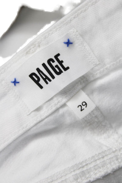 Paige Womens Ankle Skinny Jeans White Mid Rise Button 26in Size 29