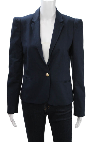 Zara Basic Women Dark Blue Wool Blend Blazer Button Long Sleeve Size S
