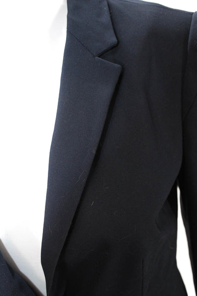 Zara Basic Women Dark Blue Wool Blend Blazer Button Long Sleeve Size S