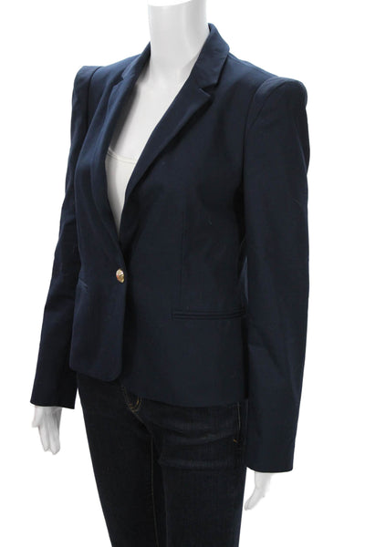 Zara Basic Women Dark Blue Wool Blend Blazer Button Long Sleeve Size S