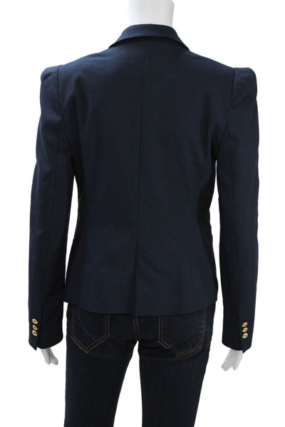 Zara Basic Women Dark Blue Wool Blend Blazer Button Long Sleeve Size S