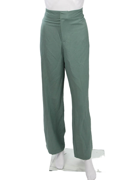 Zara Womens Dress Pants Green Button Classic Size L