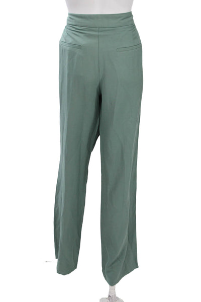 Zara Womens Dress Pants Green Button Classic Size L