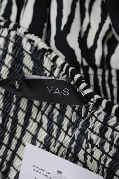 Y.A.S Womens Maxi Dress Black Zebra Square Neck Long Sleeve Cotton Blend Size S