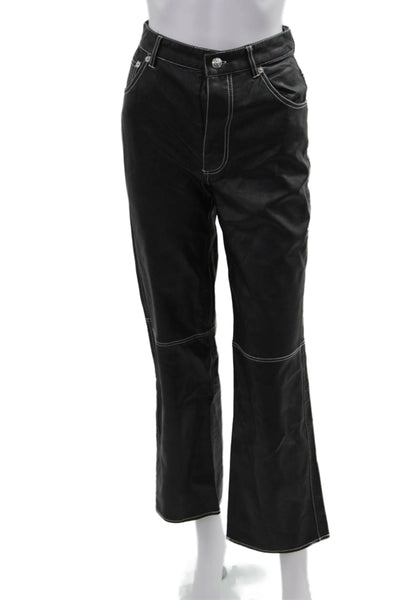 We The Free Women Biker Black Faux Leather Pants Size 0