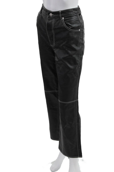 We The Free Women Biker Black Faux Leather Pants Size 0