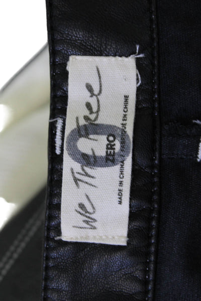 We The Free Women Biker Black Faux Leather Pants Size 0