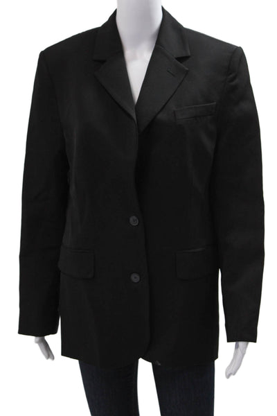 Zara Womens Blazer Black Collared Button Long Sleeve Polyester Blend Size S