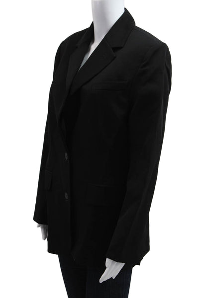 Zara Womens Blazer Black Collared Button Long Sleeve Polyester Blend Size S