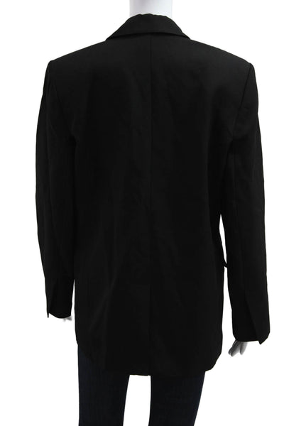 Zara Womens Blazer Black Collared Button Long Sleeve Polyester Blend Size S