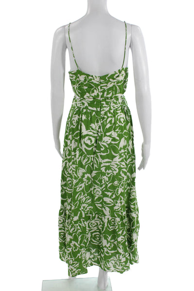 Zara Women Maxi Sundress Green V-Neck Sleeveless Size S