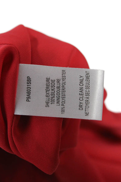 Parker Womens Shift Dress Red Silk V-Neck Short Sleeve Floral Long Size S