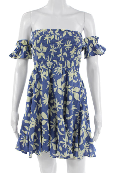 Zara Womens Mini Sundress Blue Floral 100% Polyester Short Size S